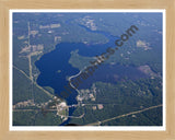 Aerial image of [5502] Croton Dam Pond in Newaygo, MI with Natural Wood frame