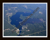 Aerial image of [5502] Croton Dam Pond in Newaygo, MI with Black Wood frame