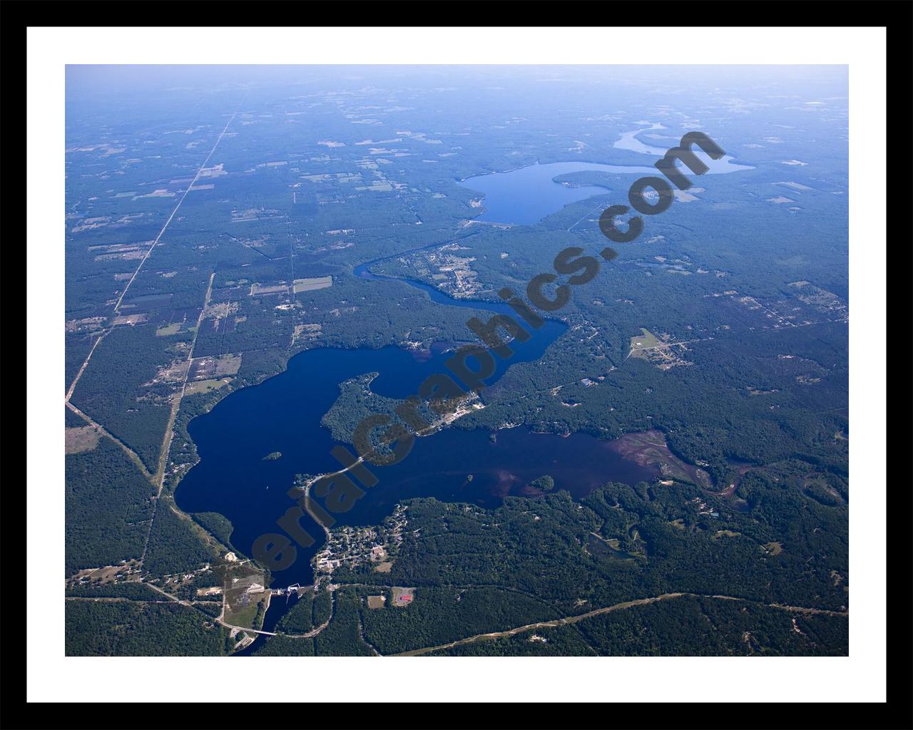 Aerial image of [5503] Croton Hardy Dam in Newaygo, MI with Black Metal frame