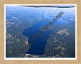 Aerial image of [5504] Hardy Dam Pond in Newaygo, MI with Natural Wood frame