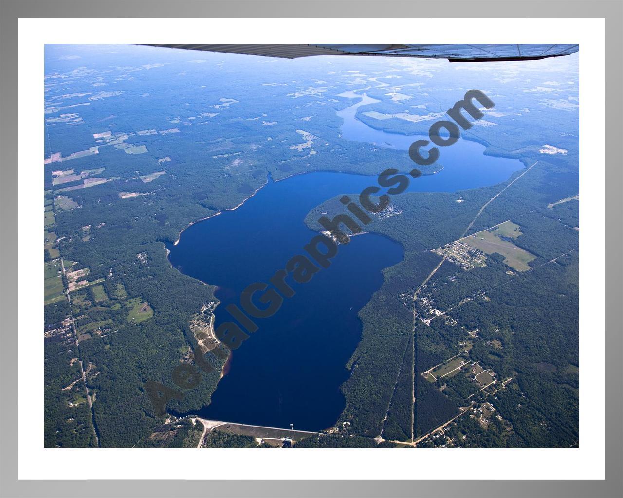 Aerial image of [5504] Hardy Dam Pond in Newaygo, MI with Silver Metal frame