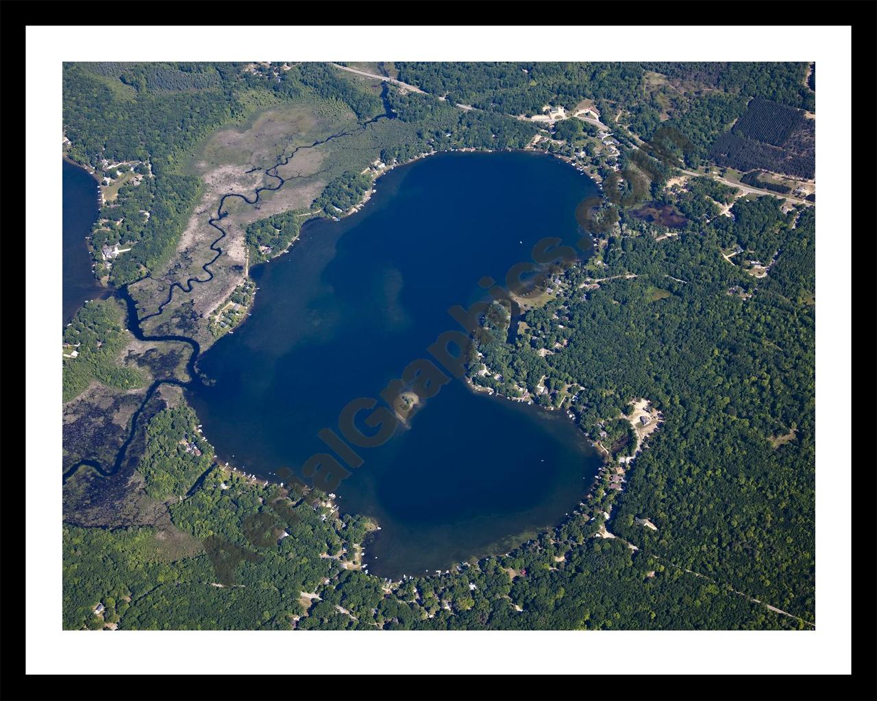 Aerial image of [5507] Blue Lake in Mecosta, MI with Black Metal frame