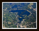 Aerial image of [5508] Horsehead Lake in Mecosta, MI with Black Wood frame