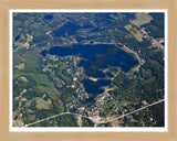 Aerial image of [5508] Horsehead Lake in Mecosta, MI with Natural Wood frame