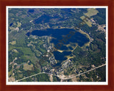 Aerial image of [5508] Horsehead Lake in Mecosta, MI with Cherry Wood frame