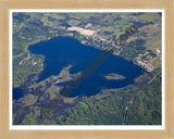 Aerial image of [5509] Jehnsen Lake in Mecosta, MI with Natural Wood frame