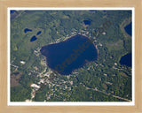 Aerial image of [5510] Pretty Lake in Mecosta, MI with Natural Wood frame