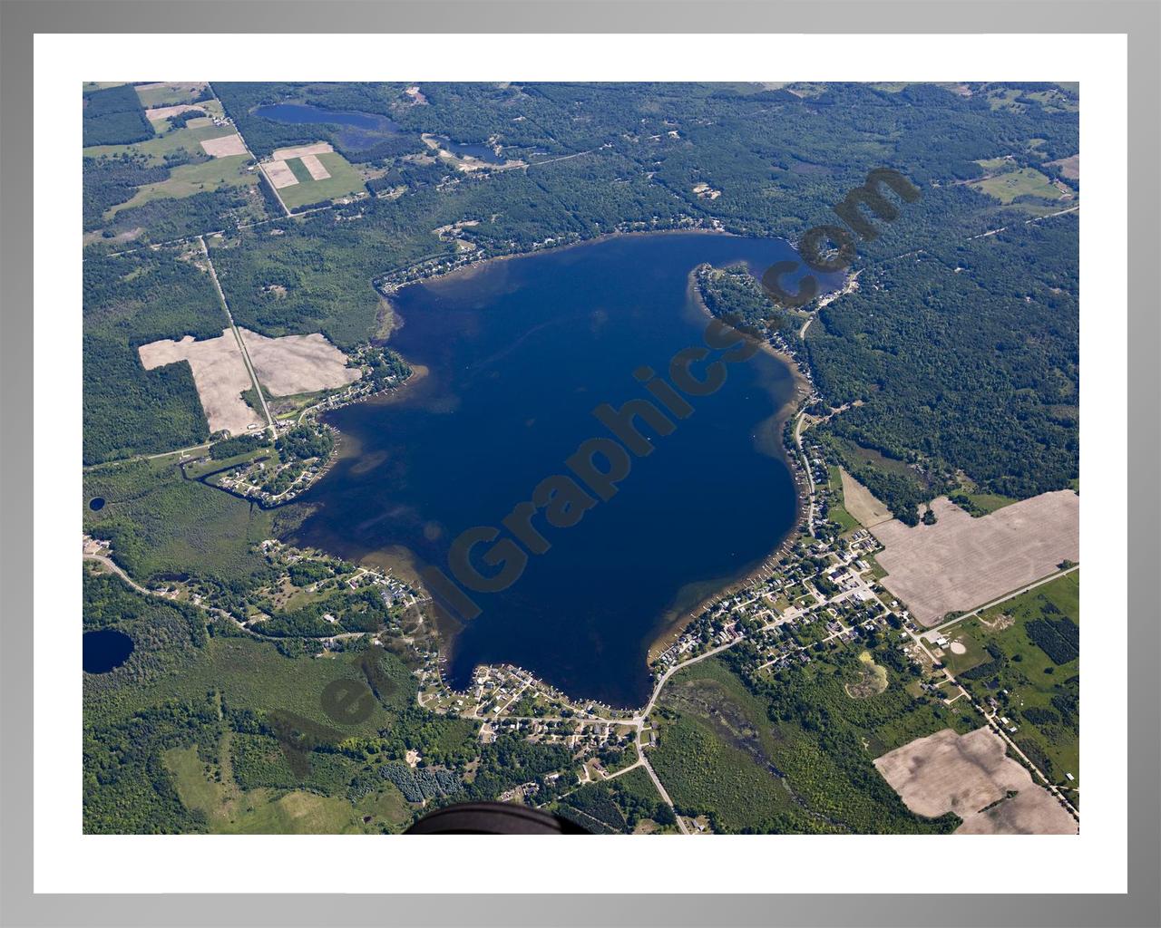 Aerial image of [5512] Chippewa Lake in Mecosta, MI with Silver Metal frame