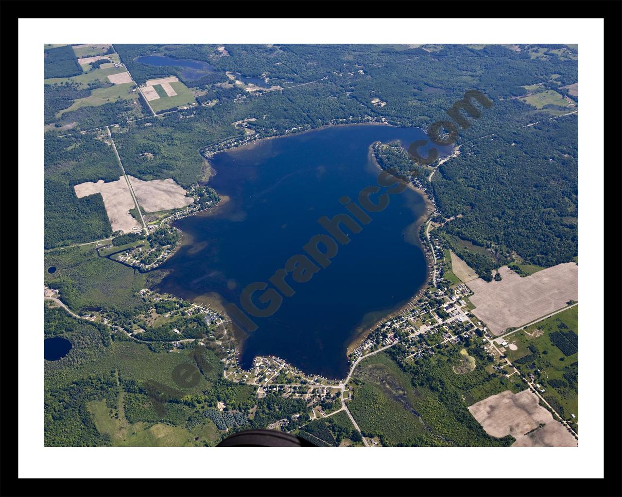 Aerial image of [5512] Chippewa Lake in Mecosta, MI with Black Metal frame