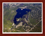 Aerial image of [5514] Hemlock Lake in Clare, MI with Cherry Wood frame