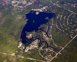 Aerial image of [5514] Hemlock Lake in Clare, MI with Canvas Wrap frame