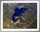 Aerial image of [5514] Hemlock Lake in Clare, MI with Silver Metal frame