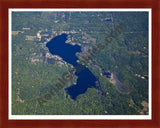 Aerial image of [5516] Lily Lake in Clare, MI with Cherry Wood frame