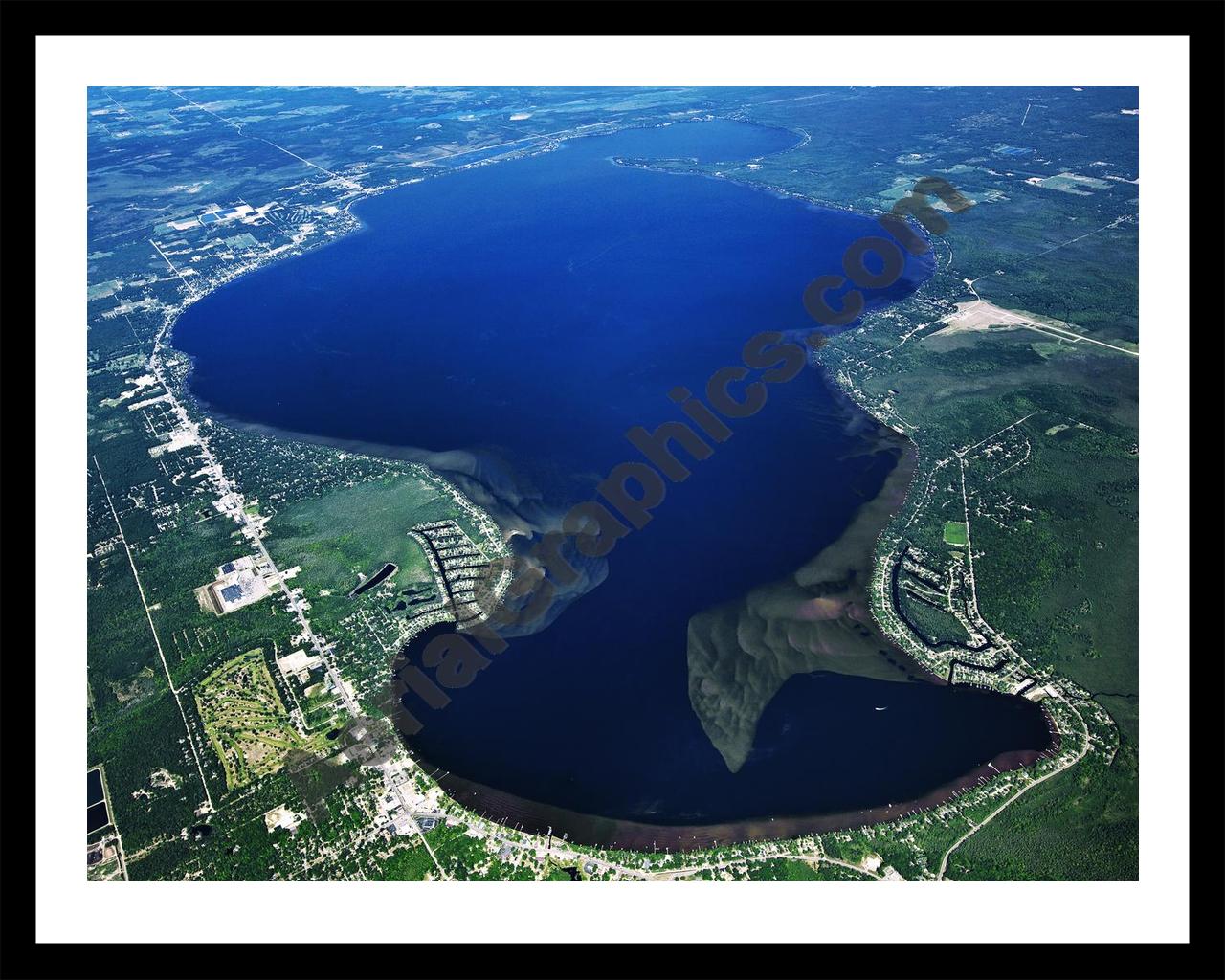 Aerial image of [5517] Houghton Lake (Looking North) in Roscommon, MI with Black Metal frame