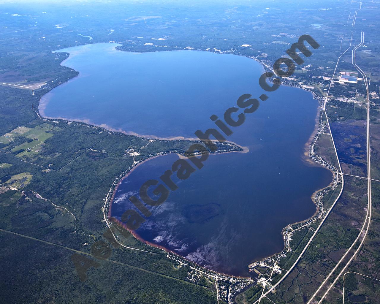 Aerial image of [5518] Houghton Lake (Looking South) in Roscommon, MI with Canvas Wrap frame