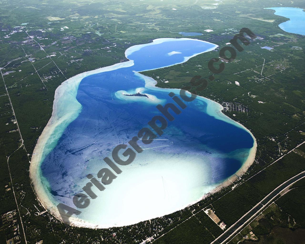 Aerial image of [5519] Higgins (Looking South) in Roscommon, MI with Canvas Wrap frame