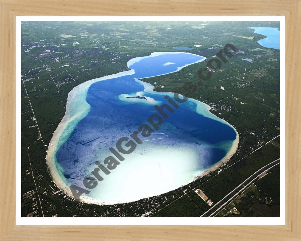 Aerial image of [5519] Higgins (Looking South) in Roscommon, MI with Natural Wood frame