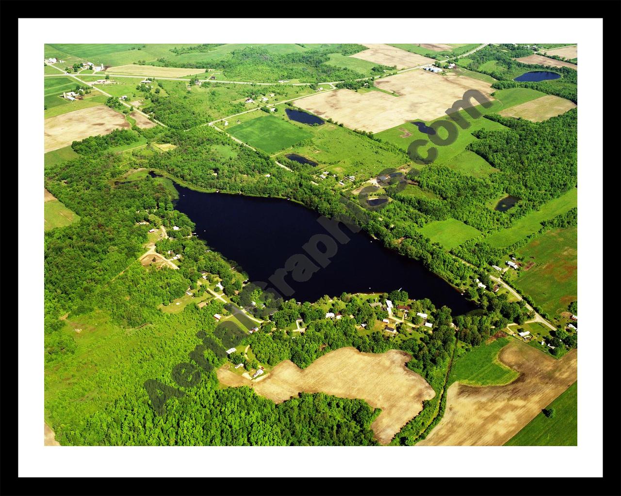 Aerial image of [552] Minkler Lake in Allegan, MI with Black Metal frame