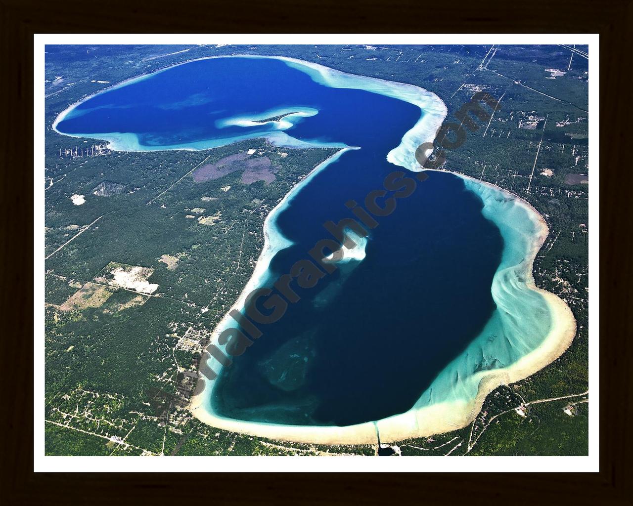 Aerial image of [5521] Higgins (Looking North) in Roscommon, MI with Black Wood frame