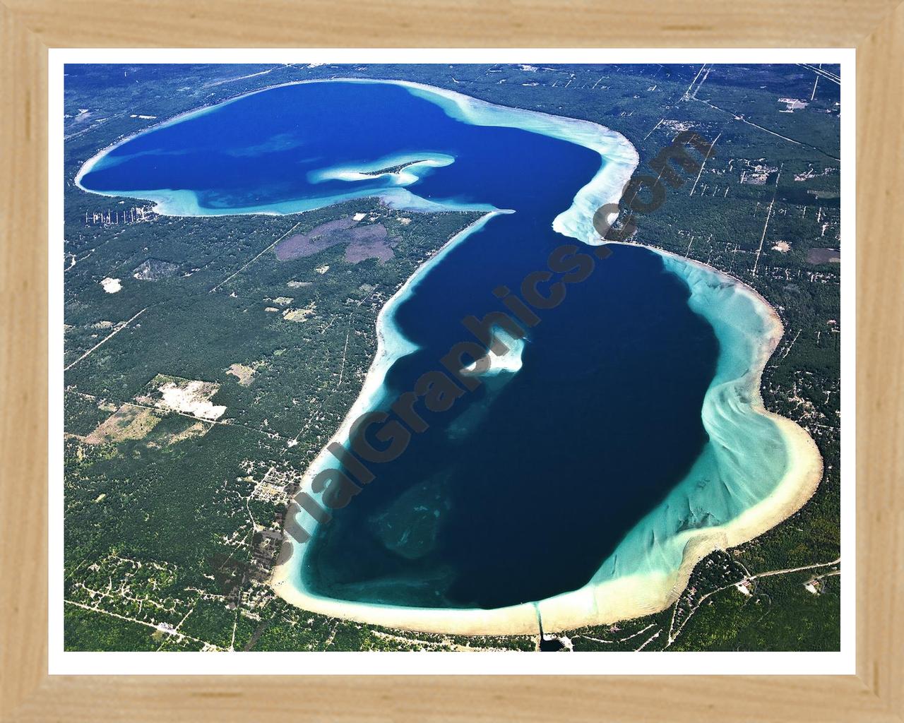 Aerial image of [5521] Higgins (Looking North) in Roscommon, MI with Natural Wood frame