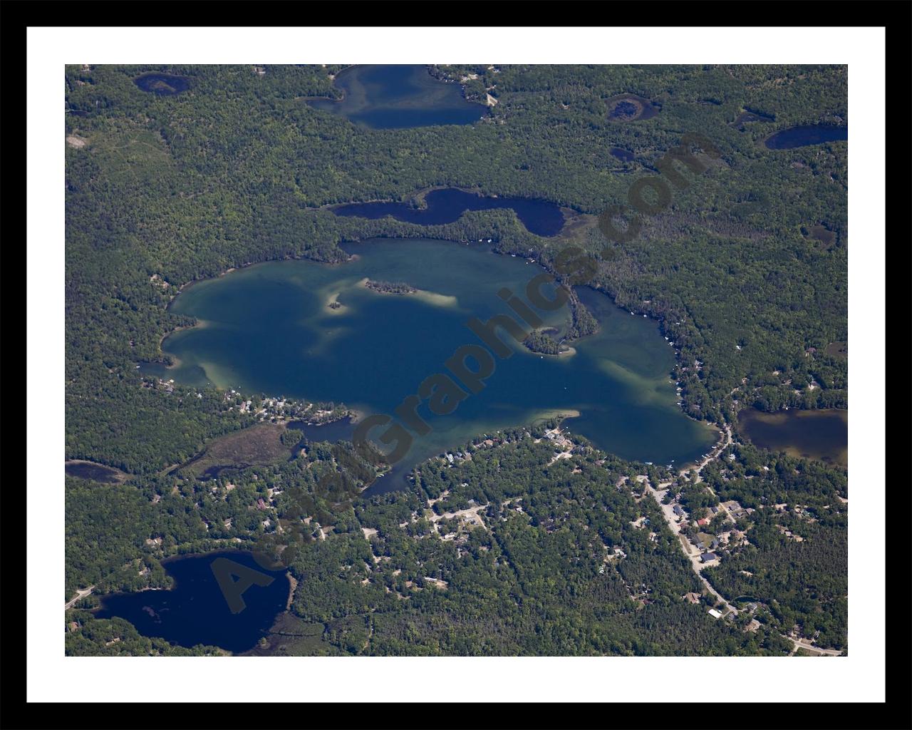 Aerial image of [5523] Clear Lake in Ogemaw, MI with Black Metal frame