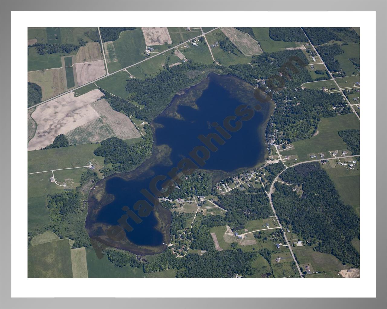 Aerial image of [5524] Peach Lake in Ogemaw, MI with Silver Metal frame