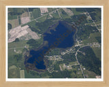 Aerial image of [5524] Peach Lake in Ogemaw, MI with Natural Wood frame