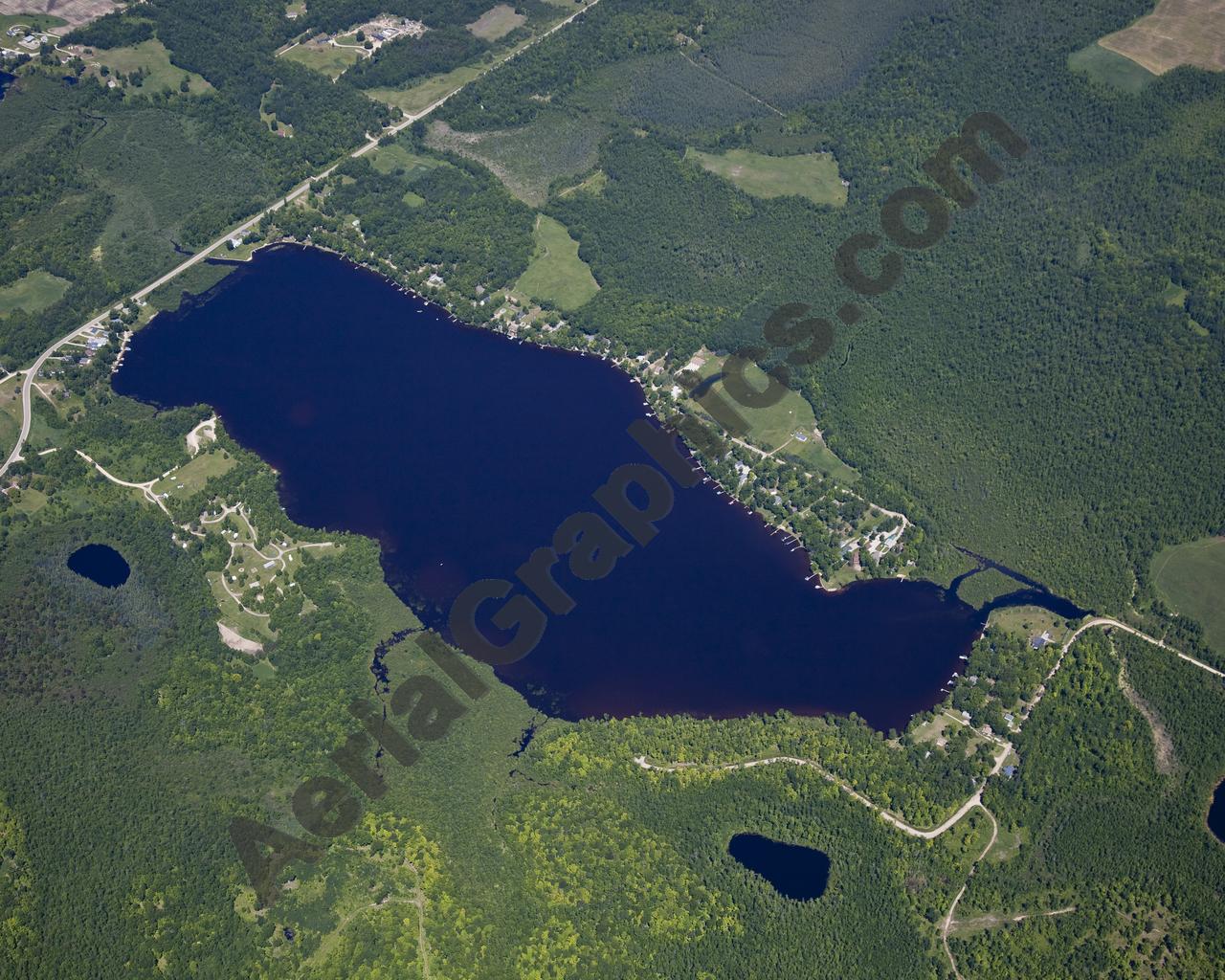 Aerial image of [5526] Hardwood Lake in Ogemaw, MI with Canvas Wrap frame