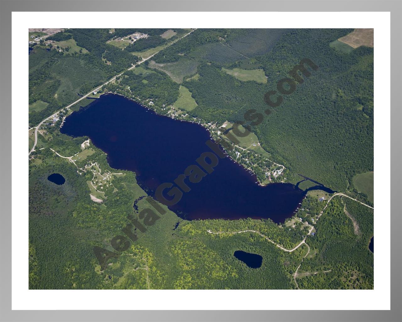 Aerial image of [5526] Hardwood Lake in Ogemaw, MI with Silver Metal frame