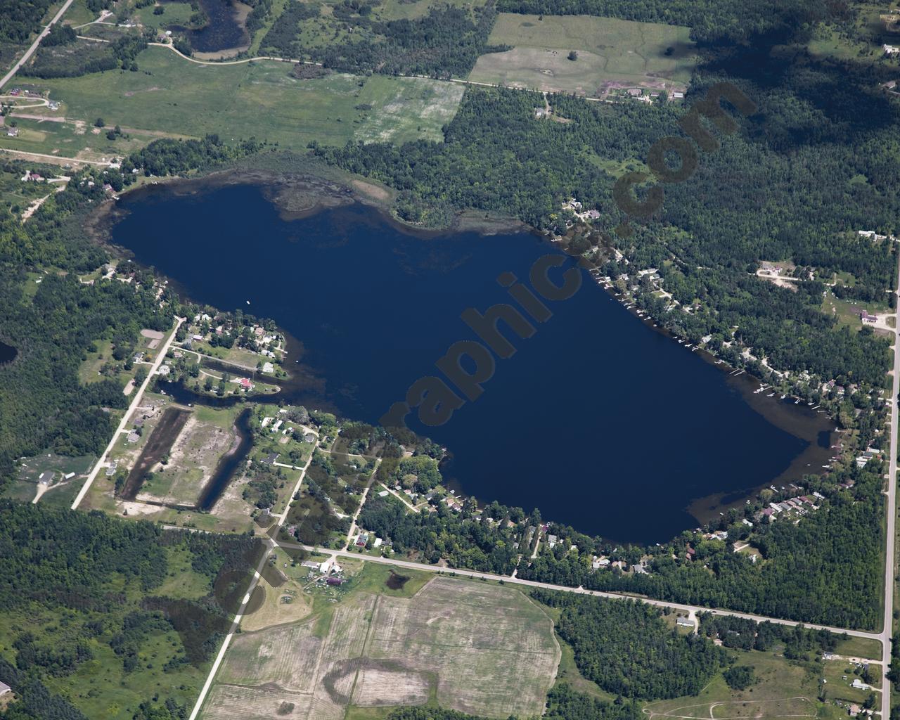 Aerial image of [5529] North Dease Lake in Ogemaw, MI with Canvas Wrap frame