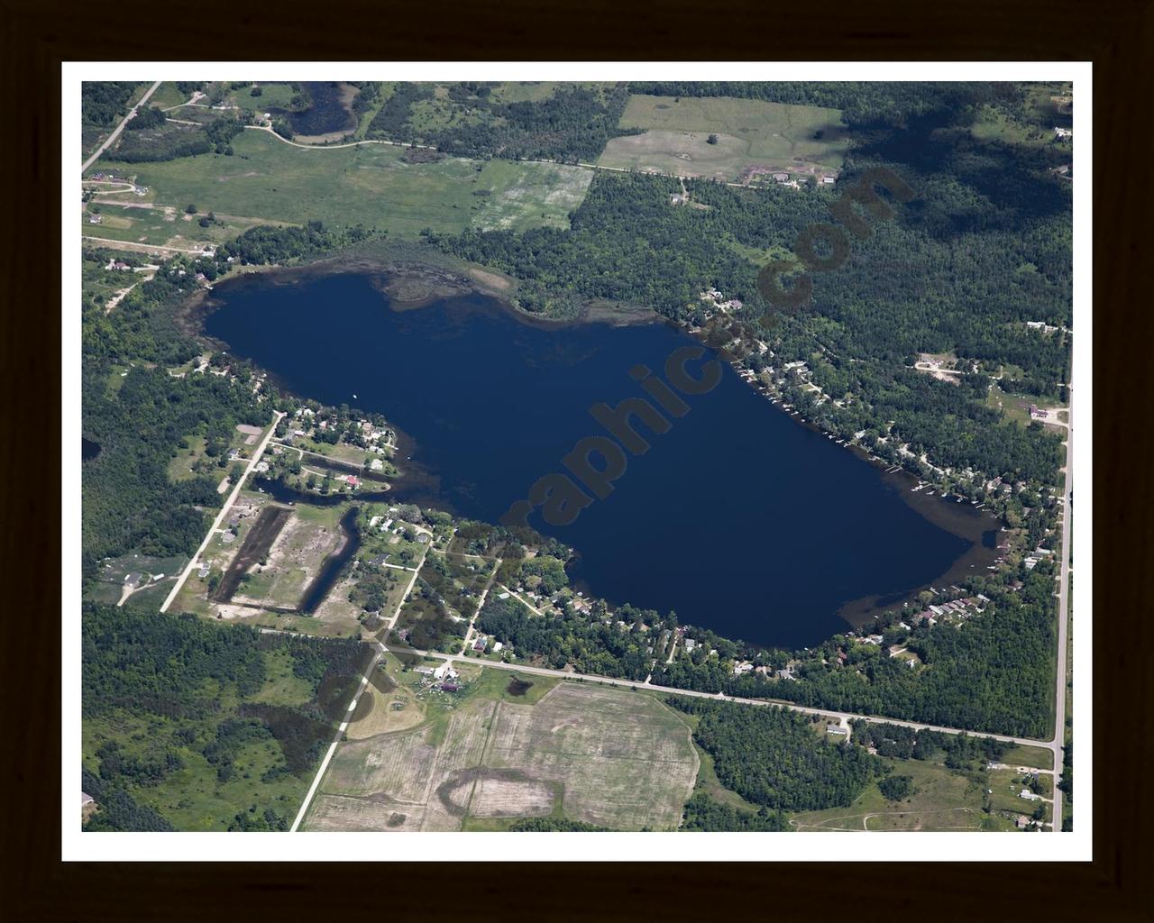 Aerial image of [5529] North Dease Lake in Ogemaw, MI with Black Wood frame