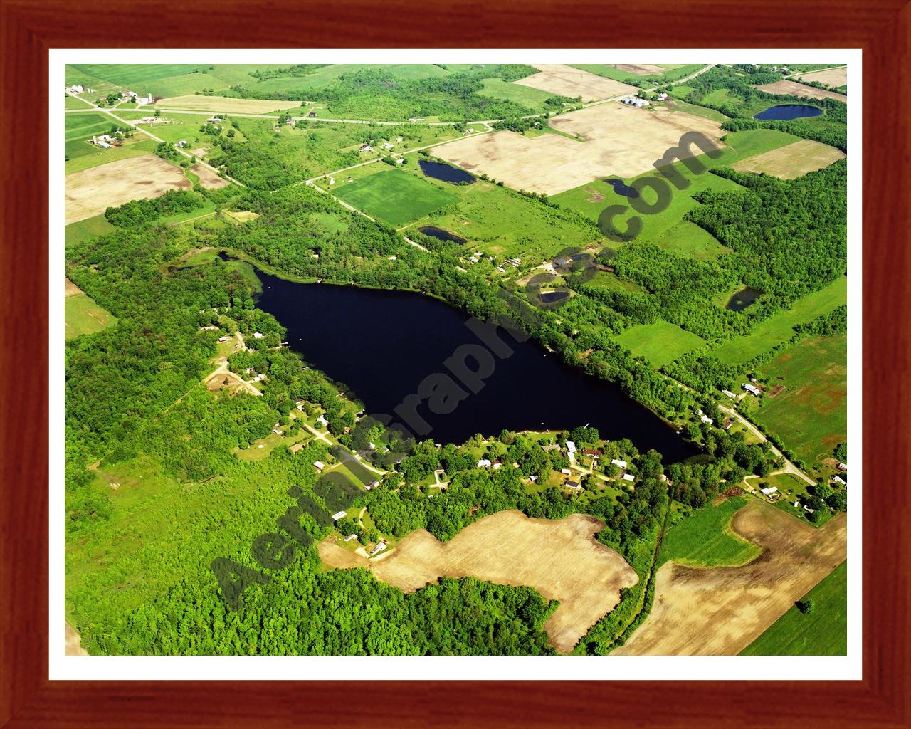 Aerial image of [552] Minkler Lake in Allegan, MI with Cherry Wood frame