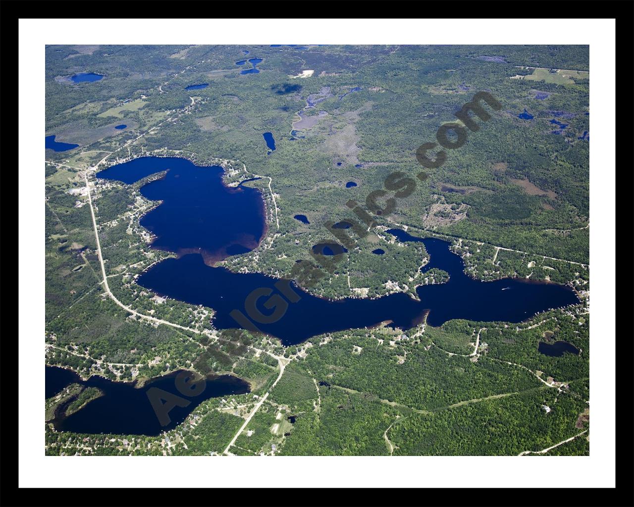 Aerial image of [5532] Long Lake in Iosco, MI with Black Metal frame