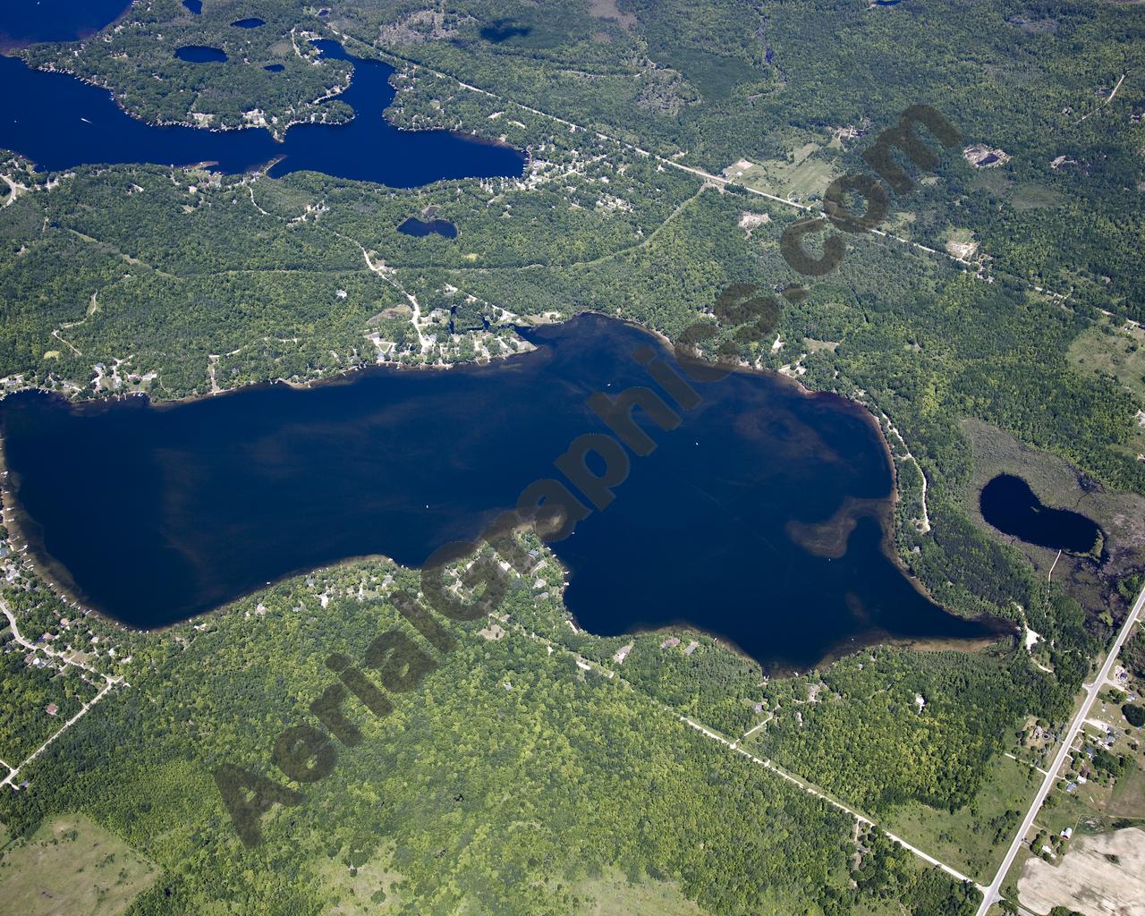 Aerial image of [5533] Loon Lake in Iosco, MI with Canvas Wrap frame