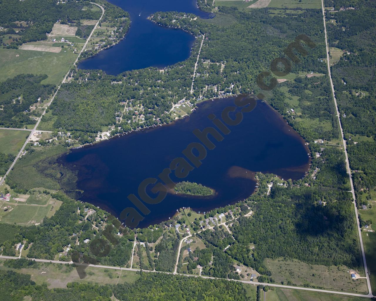 Aerial image of [5535] George Lake in Ogemaw, MI with Canvas Wrap frame