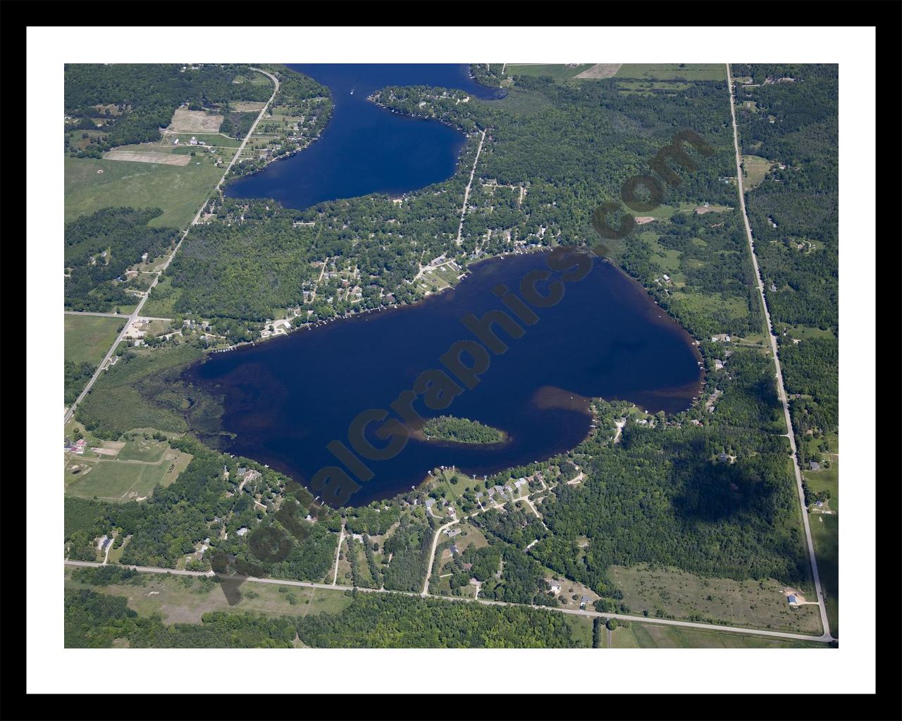 Aerial image of [5535] George Lake in Ogemaw, MI with Black Metal frame