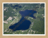 Aerial image of [5536] Rifle Lake in Ogemaw, MI with Natural Wood frame