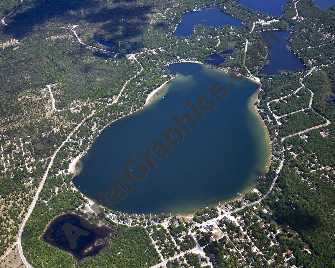 Aerial image of [5537] Sand Lake in Iosco, MI with Canvas Wrap frame