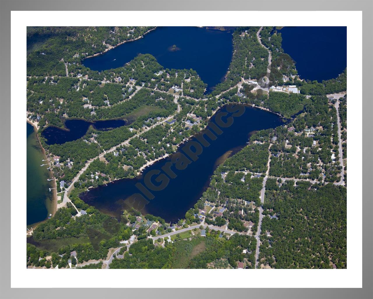 Aerial image of [5538] Floyd Lake in Iosco, MI with Silver Metal frame