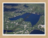 Aerial image of [5539] Little Island Lake in Iosco, MI with Natural Wood frame