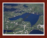 Aerial image of [5539] Little Island Lake in Iosco, MI with Cherry Wood frame