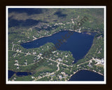 Aerial image of [5539] Little Island Lake in Iosco, MI with Black Wood frame