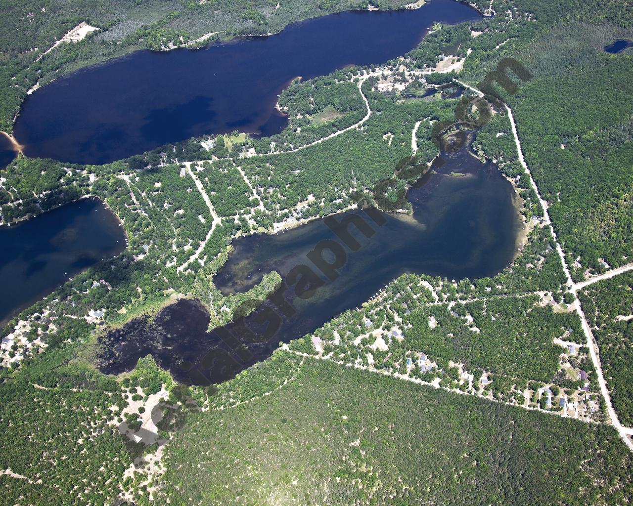 Aerial image of [5541] Indian Lake in Iosco, MI with Canvas Wrap frame