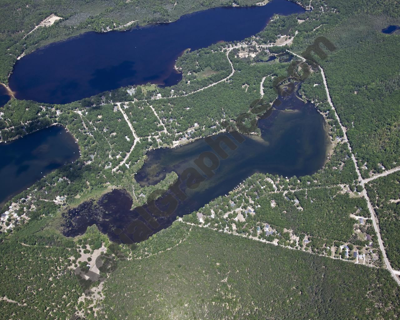 Aerial image of [5542] Island Lake in Iosco, MI with Canvas Wrap frame