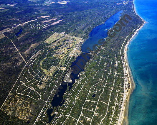 Aerial image of [5546] Cedar Lake (Looking North) in Iosco, MI with No frame