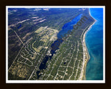 Aerial image of [5546] Cedar Lake (Looking North) in Iosco, MI with Black Wood frame