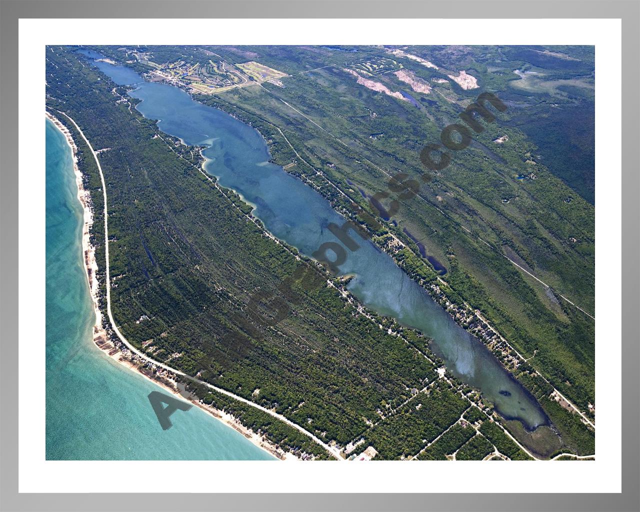 Aerial image of [5547] Cedar Lake (Looking South) in Iosco, MI with Silver Metal frame