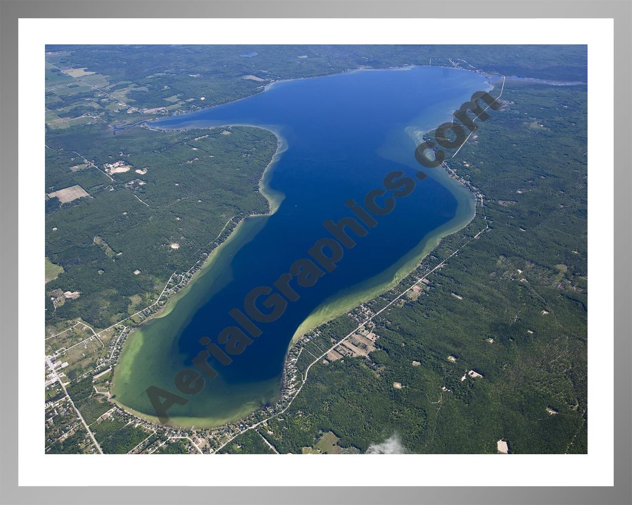 Aerial image of [5549] Hubbard Lake (Looking South) in Alcona, MI with Silver Metal frame