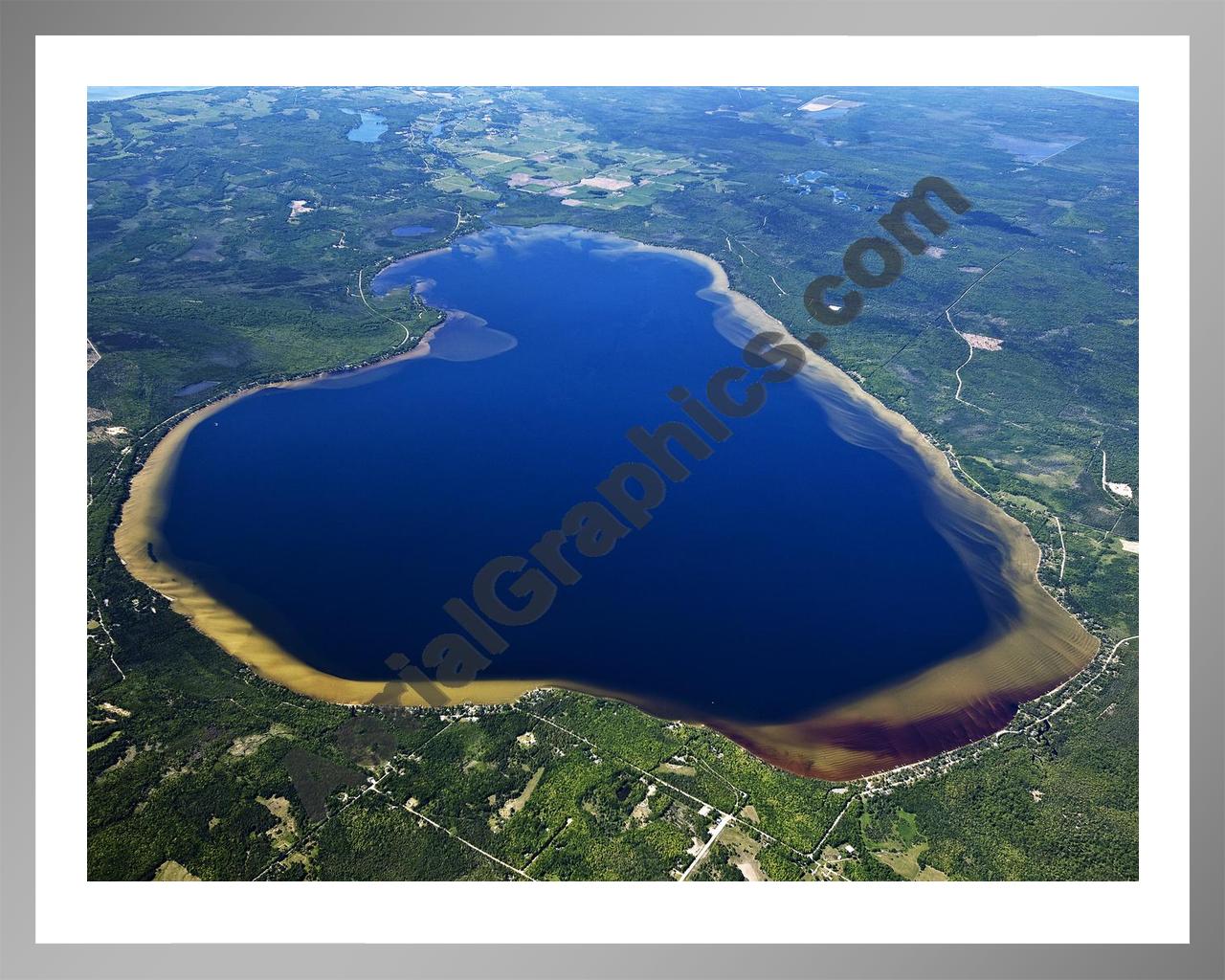 Aerial image of [5556] Black Lake in Cheboygan, MI with Silver Metal frame