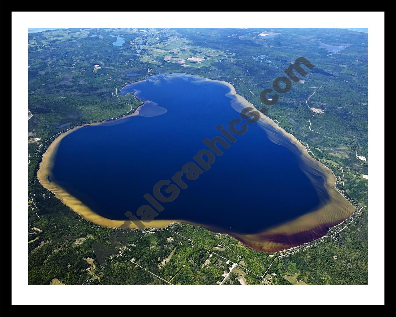 Aerial image of [5556] Black Lake in Cheboygan, MI with Black Metal frame